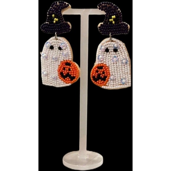 HALLOWEEN🎃BUNDLE Dashing Diva Gloss 32 Gel Nail Strips & Beaded Ghost Earrings - Picture 5 of 5